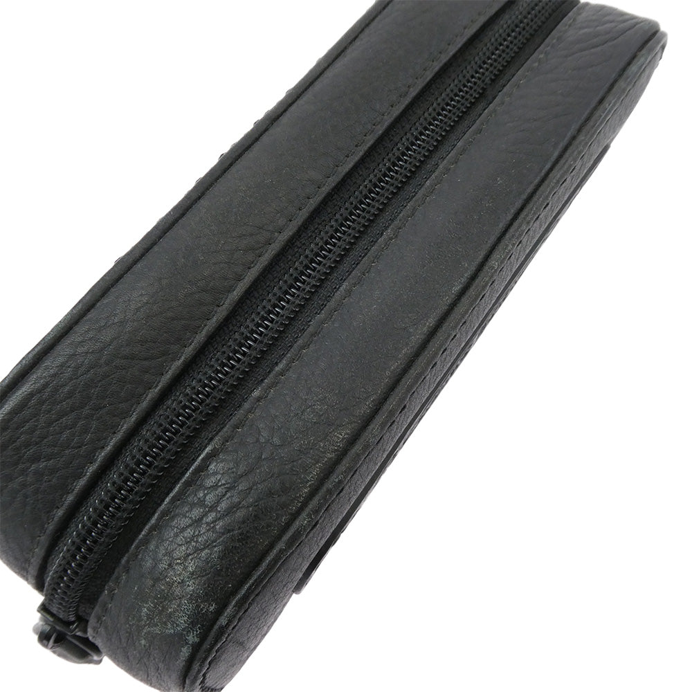CHROME HEARTS クロムハーツ（原本無） EYEWEAR CASE 1 レザー スクロールラベル CHプラス アイウェアケース 眼鏡ケース ブラック系【中古】
