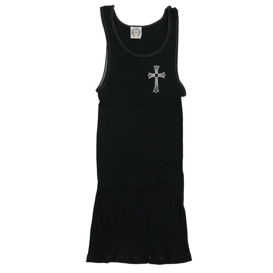 CHROME HEARTS クロムハーツ（原本無） CROSS ホースシュー クロスプリント タンクトップ ブラック系 M【中古】