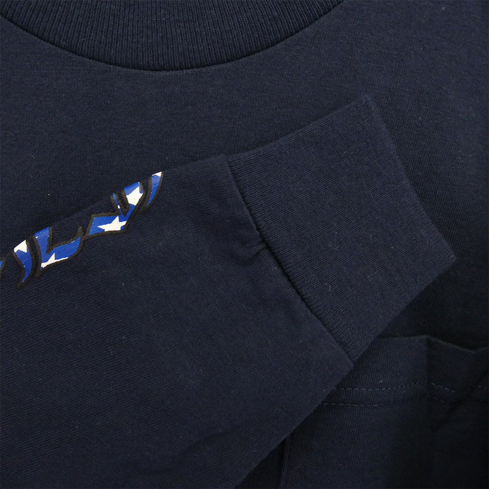 CHROME HEARTS クロムハーツ（原本無） American Flag L/S Tee アメリカンフラッグ スクロールラベルプリント 長袖 カットソー Tシャツ ネイビー系 M【極上美品】【中古】