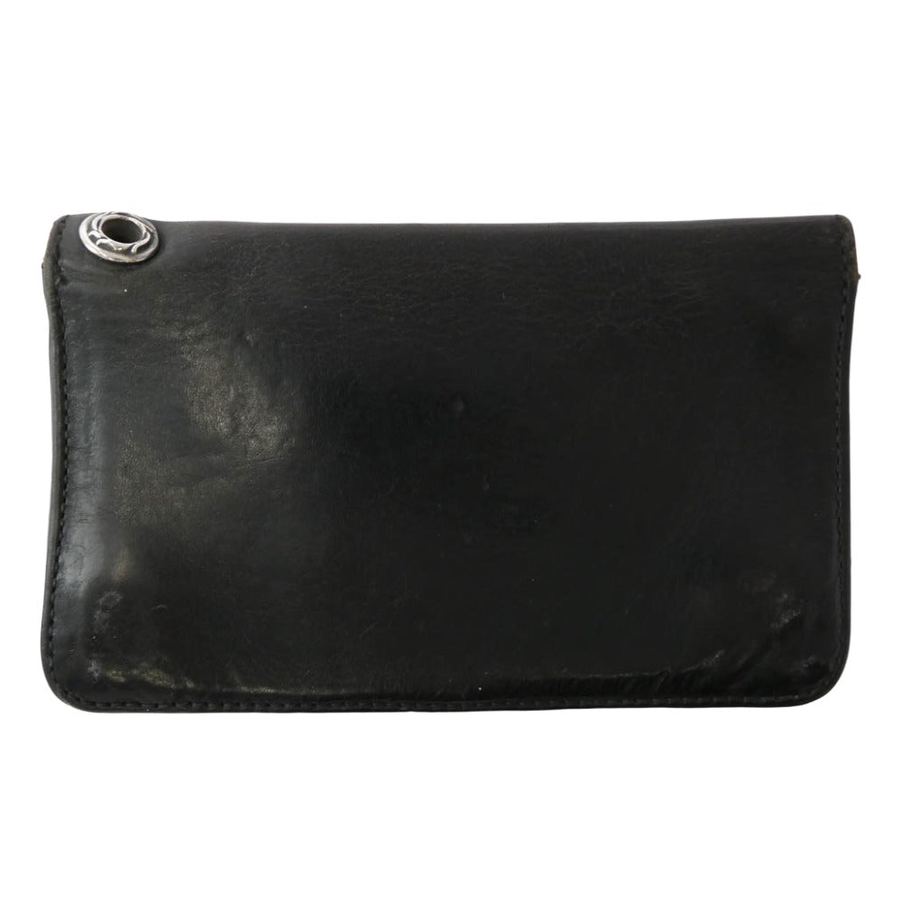 CHROME HEARTS クロムハーツ（原本無） 1ZIP 1ジップ クロスボールボタン レザー ウォレット ブラック系【中古】