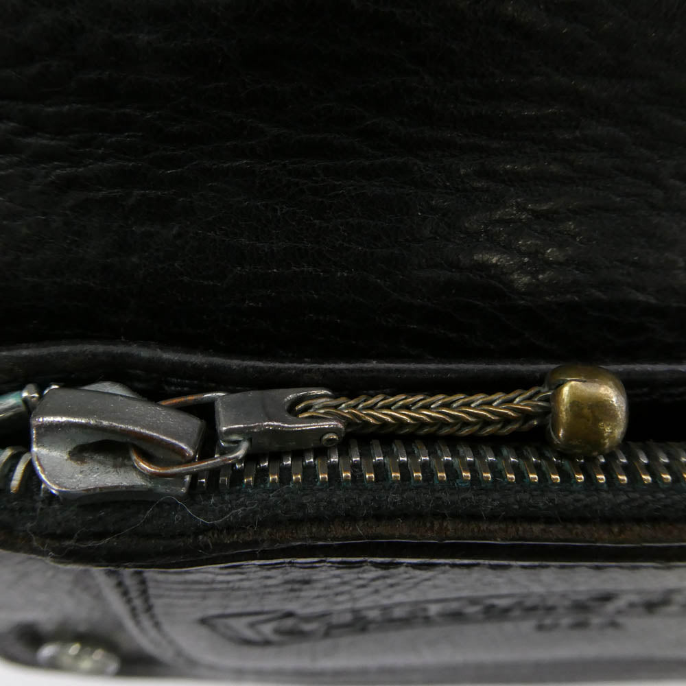 CHROME HEARTS クロムハーツ（原本無） 1ZIP 1ジップ クロスボールボタン レザー ウォレット ブラック系【中古】
