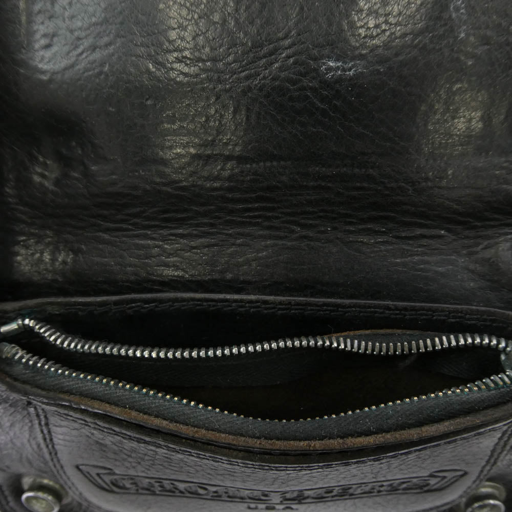 CHROME HEARTS クロムハーツ（原本無） 1ZIP 1ジップ クロスボールボタン レザー ウォレット ブラック系【中古】