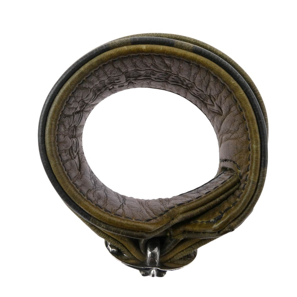 CHROME HEARTS クロムハーツ（原本無） RR TINY BUCKLE CAMO ロックンロール レザー ガンスリンガー ブレスレット カモフラ カーキ系【中古】