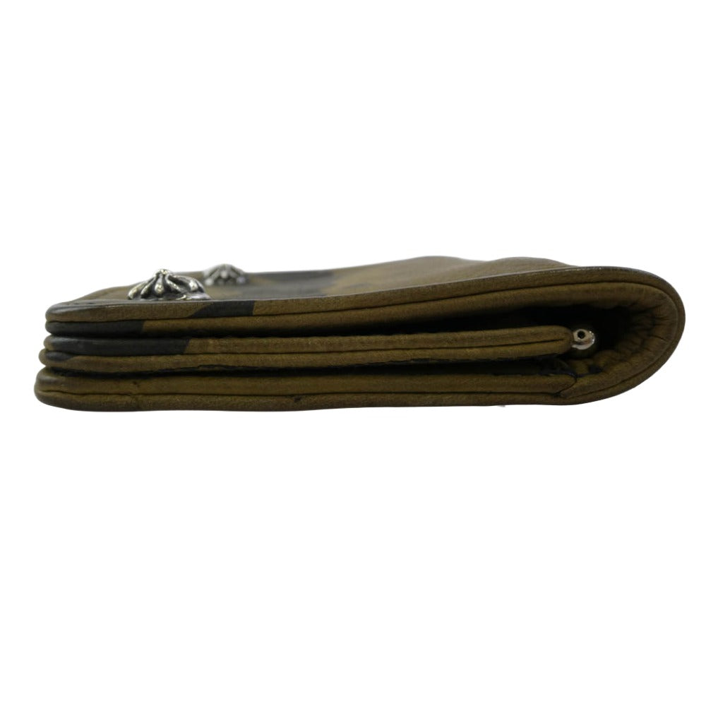 CHROME HEARTS クロムハーツ（原本無） 2ZIP STRAP CAMO 2ジップ レザーストラップ付き カモフラ ウォレット カーキ系【中古】