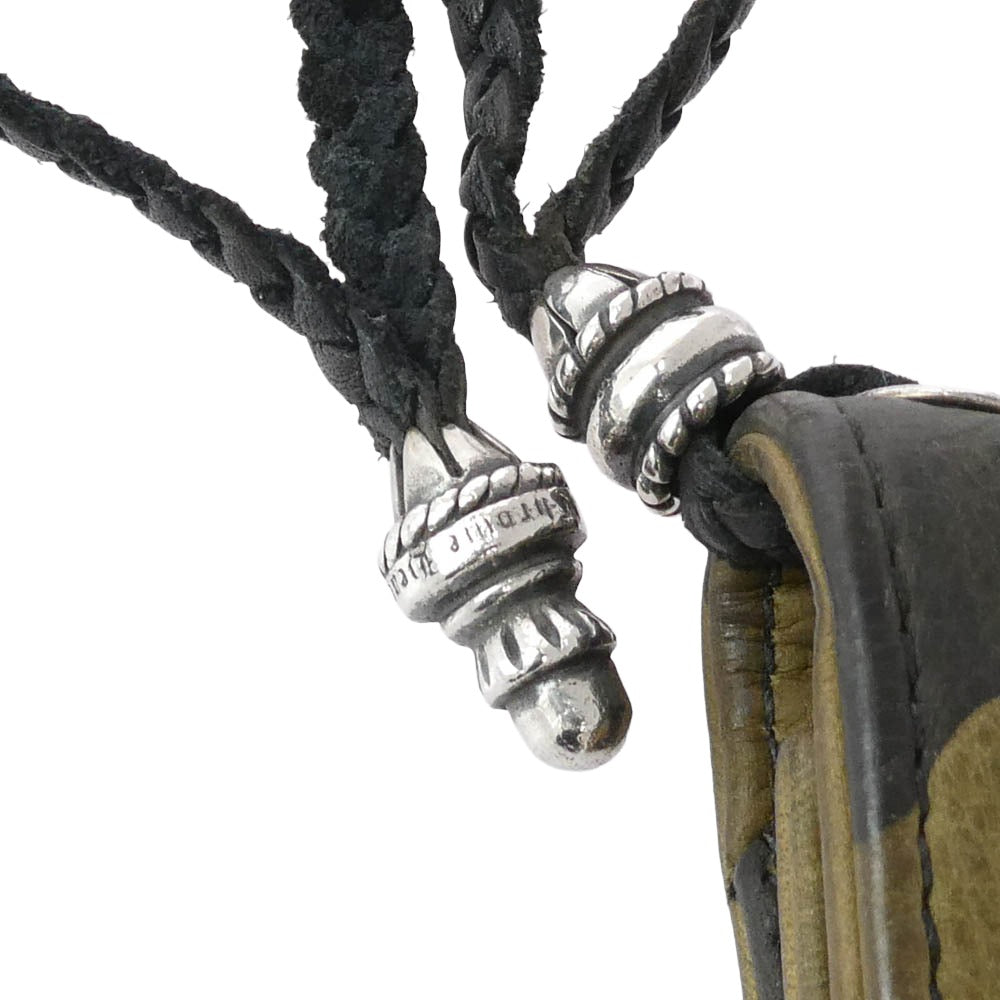 CHROME HEARTS クロムハーツ（原本無） 2ZIP STRAP CAMO 2ジップ レザーストラップ付き カモフラ ウォレット カーキ系【中古】