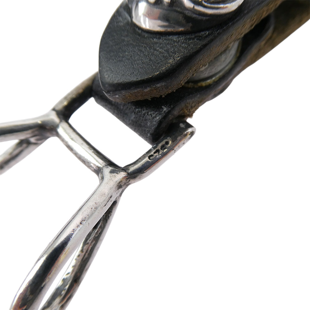 CHROME HEARTS クロムハーツ（原本無） BELT LOOP HEART ハートボタン レザー ベルトループ ブラック系 シルバー系【中古】