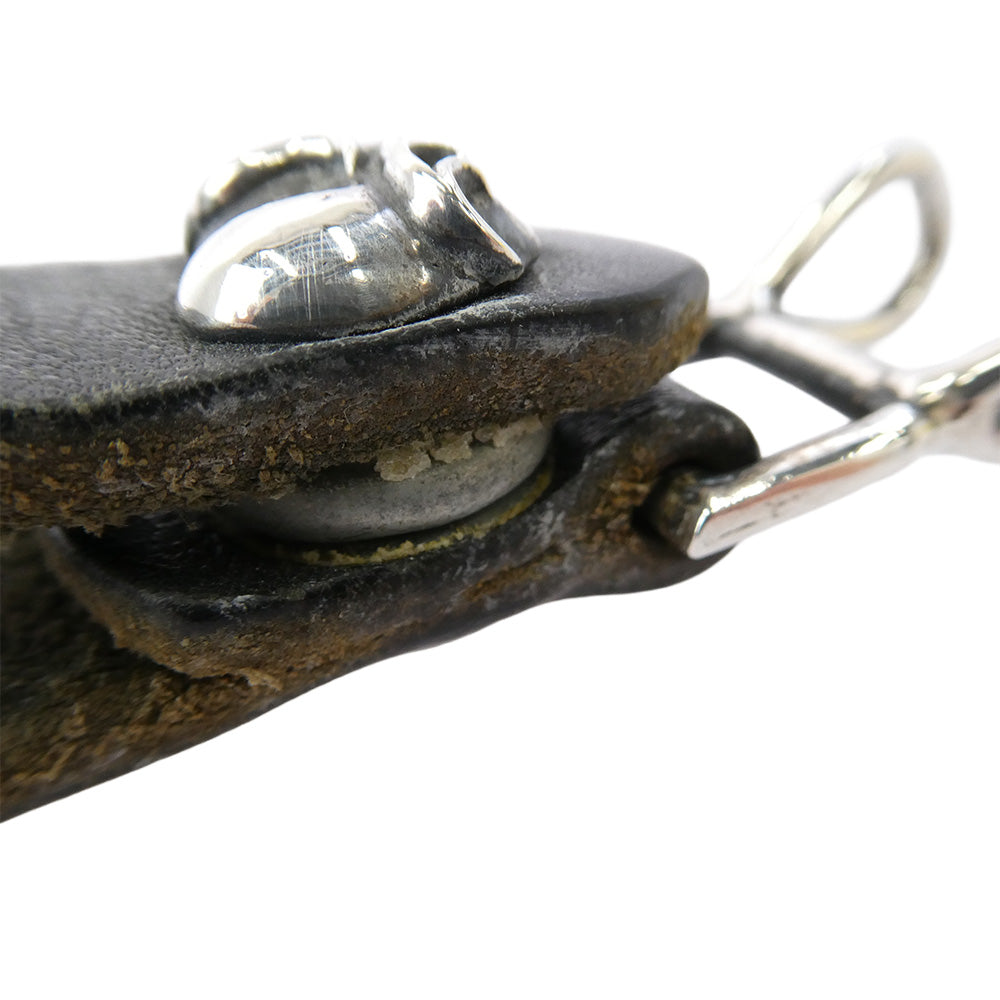 CHROME HEARTS クロムハーツ（原本無） BELT LOOP HEART ハートボタン レザー ベルトループ ブラック系 シルバー系【中古】