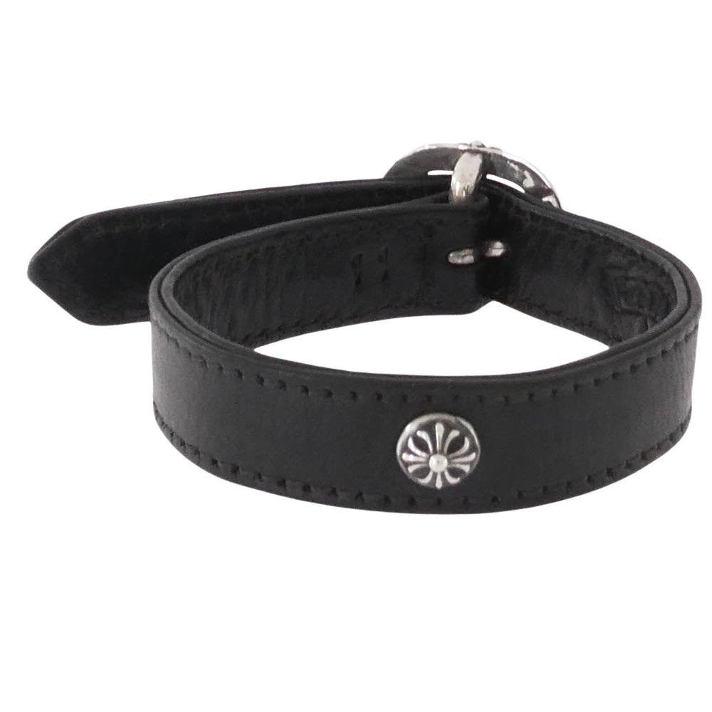 CHROME HEARTS クロムハーツ（原本無） GUNSLINGER ガンスリンガー クロスボール レザー ブレスレット ブラック系【中古】