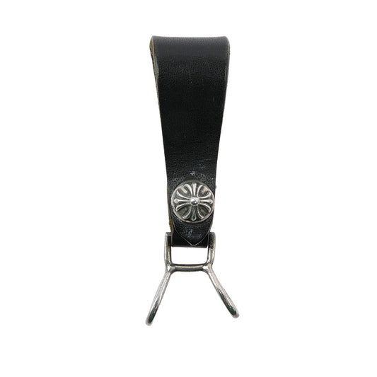 CHROME HEARTS クロムハーツ（原本無） BELT LOOP CRS クロスボールボタン レザー ベルトループ ブラック系 シルバー系【中古】