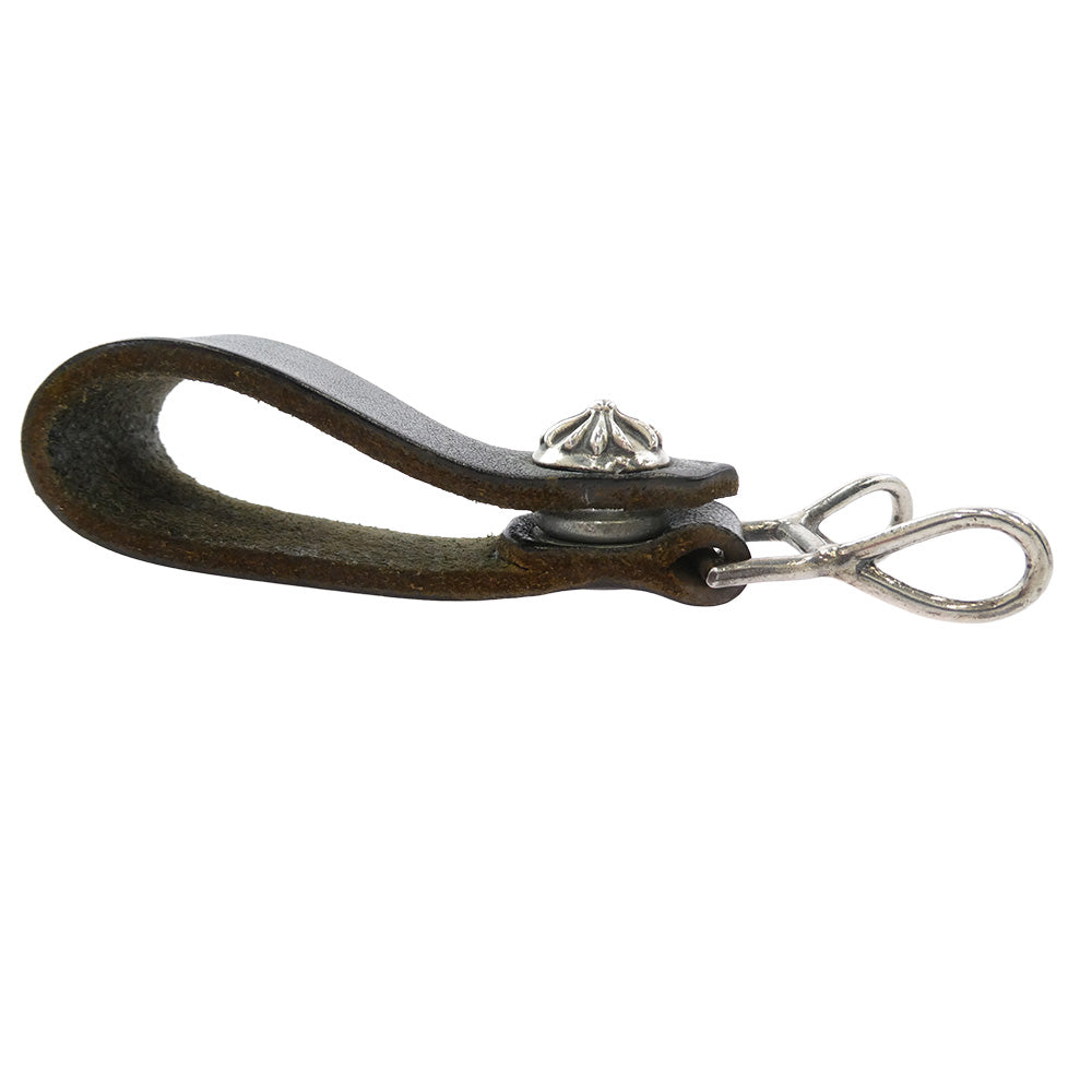 CHROME HEARTS クロムハーツ（原本無） BELT LOOP CRS クロスボールボタン レザー ベルトループ ブラック系 シルバー系【中古】
