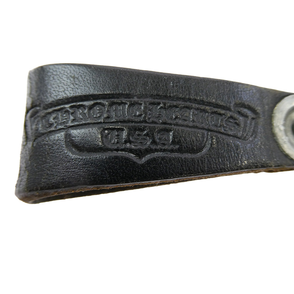 CHROME HEARTS クロムハーツ（原本無） BELT LOOP CRS クロスボールボタン レザー ベルトループ ブラック系 シルバー系【中古】
