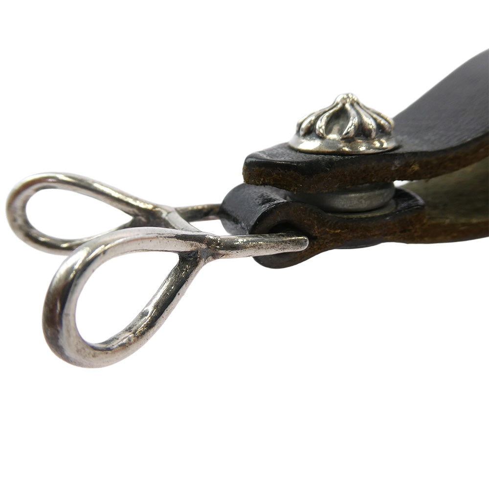 CHROME HEARTS クロムハーツ（原本無） BELT LOOP CRS クロスボールボタン レザー ベルトループ ブラック系 シルバー系【中古】