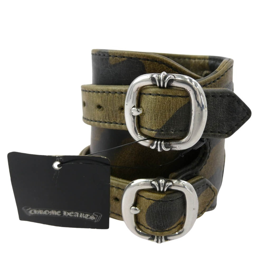 CHROME HEARTS クロムハーツ（原本無） DOUBLE RR CAMO ダブル ロックンロール レザー ガンスリンガー ブレスレット カモフラ カーキ系 ブラック系 1【中古】