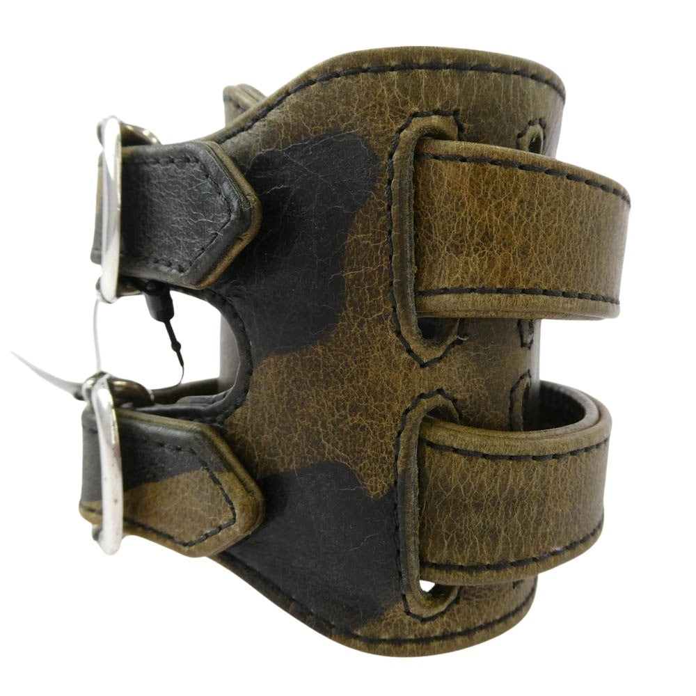 CHROME HEARTS クロムハーツ（原本無） DOUBLE RR CAMO ダブル ロックンロール レザー ガンスリンガー ブレスレット カモフラ カーキ系 ブラック系 1【中古】