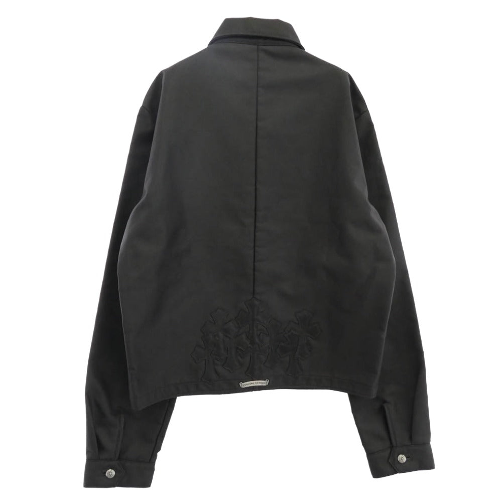 CHROME HEARTS クロムハーツ（原本無） セメタリークロスパッチ レザーパッチ ダガージップ フルジップ ナイロン ジャケット ブラック系 M【中古】