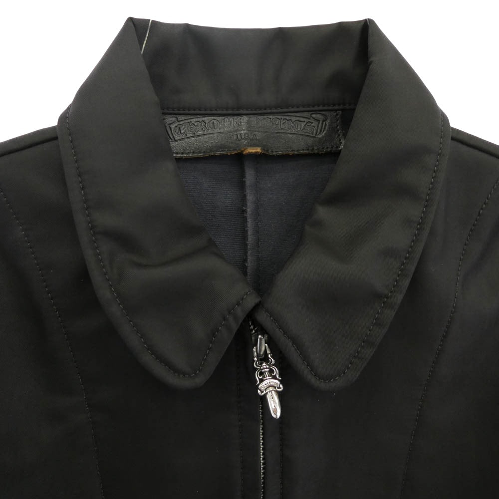 CHROME HEARTS クロムハーツ（原本無） セメタリークロスパッチ レザーパッチ ダガージップ フルジップ ナイロン ジャケット ブラック系 M【中古】