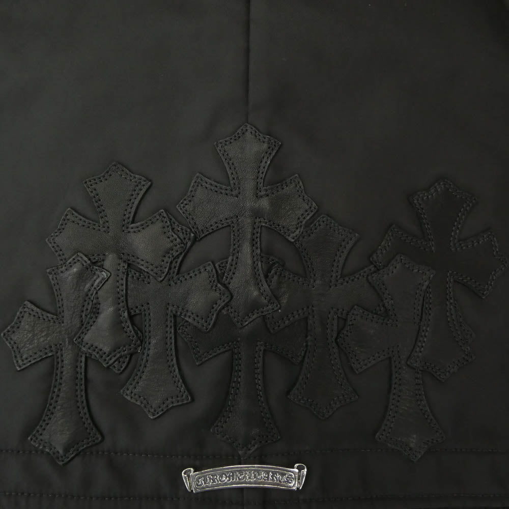 CHROME HEARTS クロムハーツ（原本無） セメタリークロスパッチ レザーパッチ ダガージップ フルジップ ナイロン ジャケット ブラック系 M【中古】