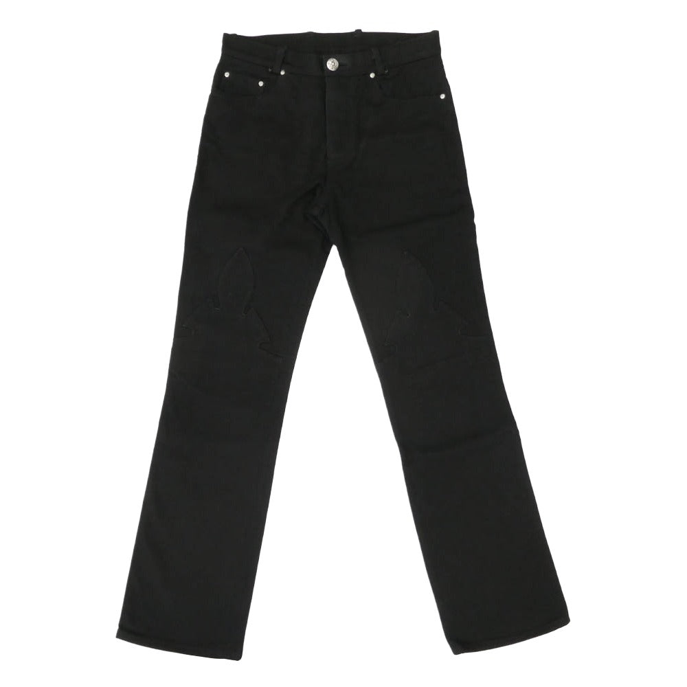 CHROME HEARTS クロムハーツ（原本無） OLD FLEURKNEE DNM PANTS フレアニー スクロールラベル ホースシューボタン 5P デニムパンツ ジーンズ ブラック系 30R【中古】