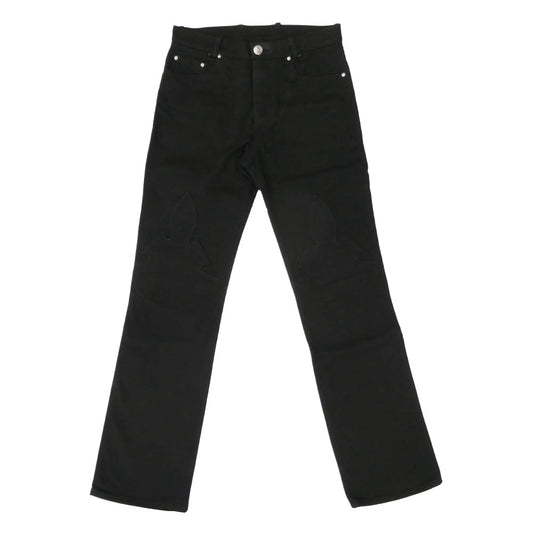 CHROME HEARTS クロムハーツ（原本無） OLD FLEURKNEE DNM PANTS フレアニー スクロールラベル ホースシューボタン 5P デニムパンツ ジーンズ ブラック系 30R【中古】