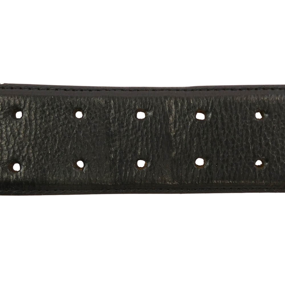 CHROME HEARTS クロムハーツ（原本無） BLT ROLLER 2 3PC 3PC ダブルピン スクロール ローラー バックル レザー ベルト ブラック系 シルバー系 30【中古】