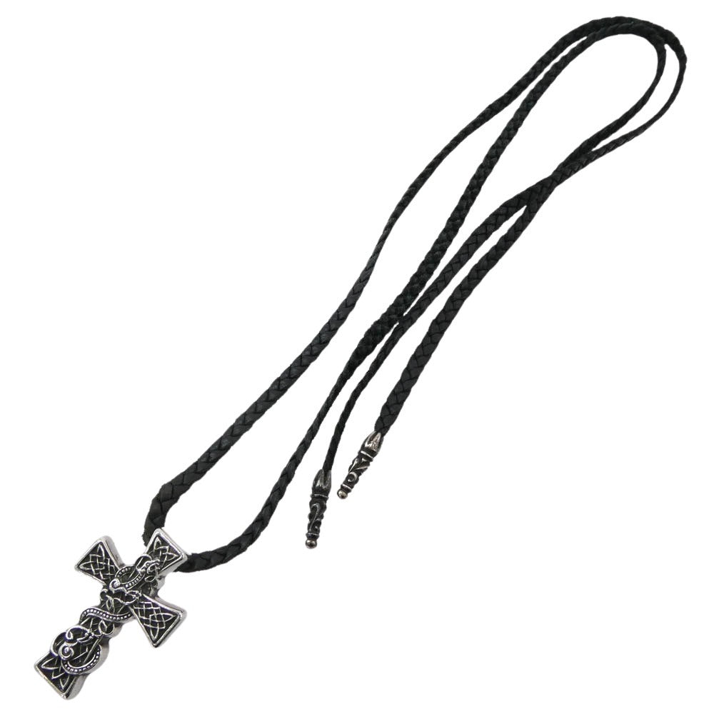 CHROME HEARTS クロムハーツ（原本無） CELTIC CROSS XS ケルティッククロス w/レザーブレード ネックレス シルバー系 ブラック系【中古】
