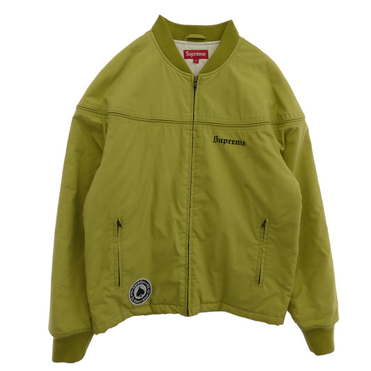 Supreme シュプリーム 17SS × Thrasher スラッシャー Poplin Crew Jacket バック刺繍 中綿 ブルゾン ジャケット グリーン系 S【中古】