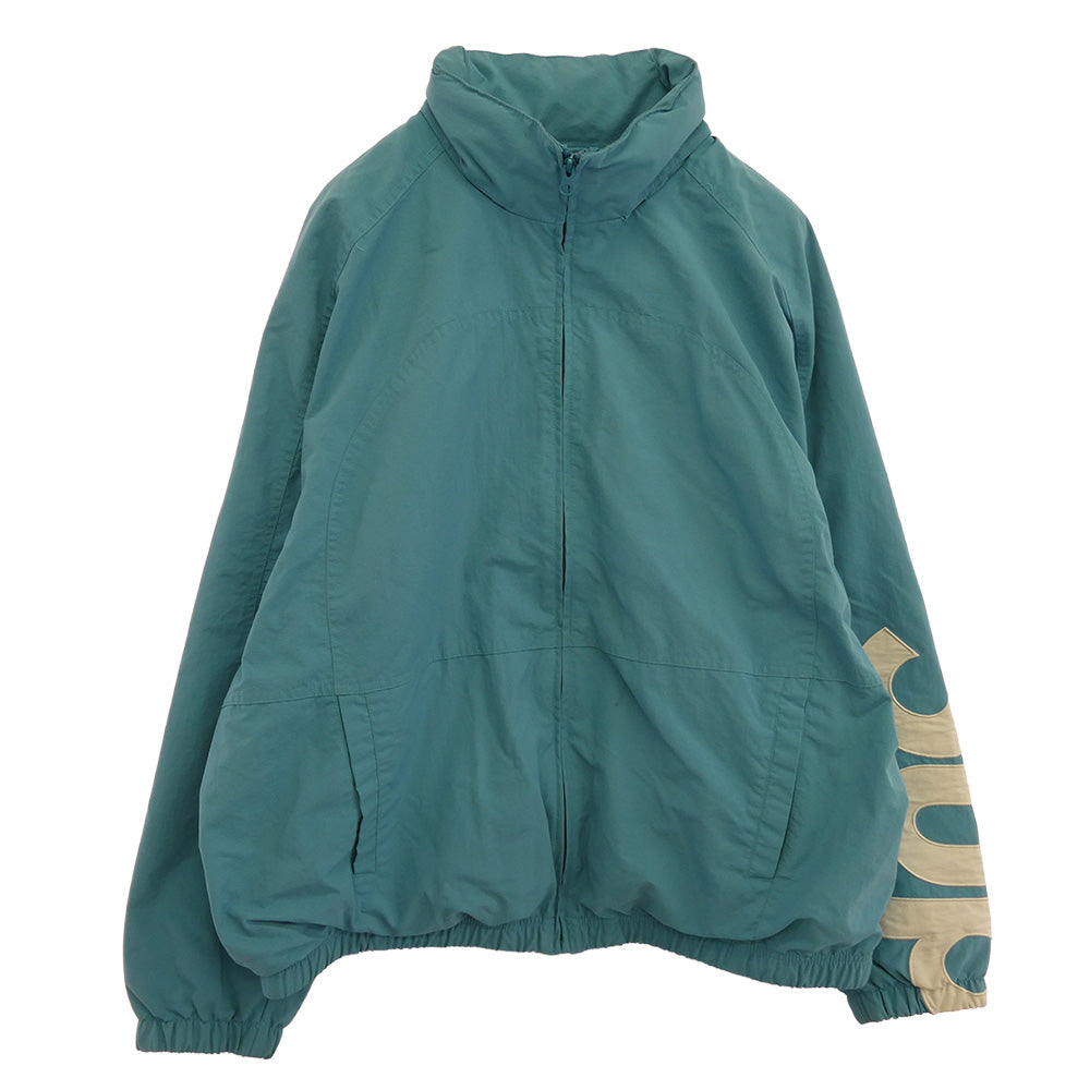 SUPREME シュプリーム 21SS SPELLOUT TRACK JACKET スペルアウトトラックジャケット アームロゴ刺繍ナイロンジャケット フーデットブルゾン ブラック Supreme シュプリーム 21SS Spellout Track Jacket スペルアウト