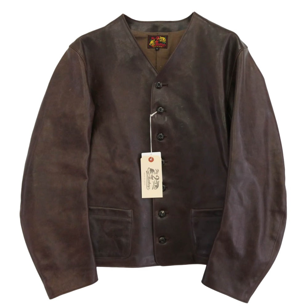 JELADO ジェラード TM83434 The 2 Monkeys Leather Waistcoat ホースハイド レザー ウェストコート ジャケット ブラウン系 L【新古品】【未使用】【中古】