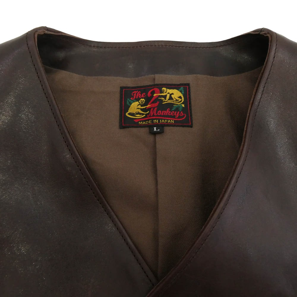 JELADO ジェラード TM83434 The 2 Monkeys Leather Waistcoat ホースハイド レザー ウェストコート ジャケット ブラウン系 L【新古品】【未使用】【中古】