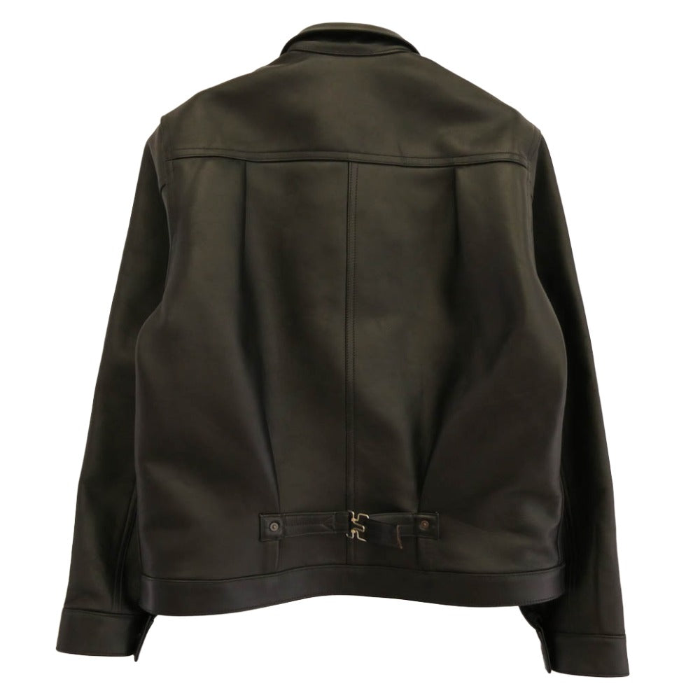 JELADO ジェラード JP94409 44Leather Jacket Horse hide Semi aniline Finish 茶芯 ホースハイド 月桂樹ボタン青サビ加工 レザー ジャケット ブラック系 XL【新古品】【未使用】【中古】
