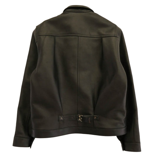 JELADO ジェラード JP94409 44Leather Jacket Horse hide Semi aniline Finish 茶芯 ホースハイド 月桂樹ボタン青サビ加工 レザー ジャケット ブラック系 XL【新古品】【未使用】【中古】