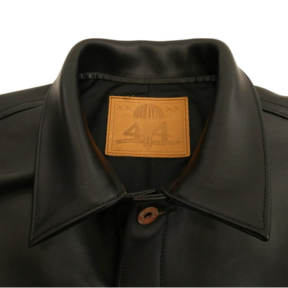 JELADO ジェラード JP94409 44Leather Jacket Horse hide Semi aniline Finish 茶芯 ホースハイド 月桂樹ボタン青サビ加工 レザー ジャケット ブラック系 XL【新古品】【未使用】【中古】