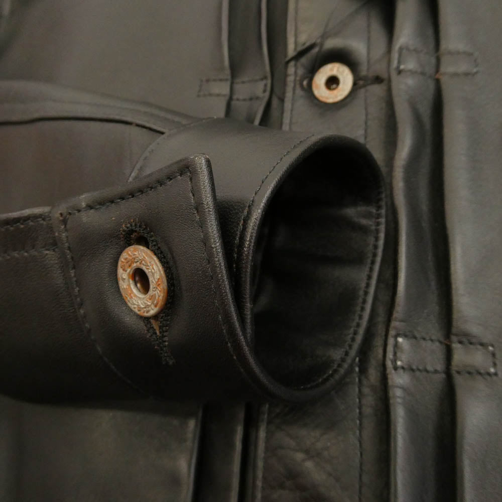 JELADO ジェラード JP94409 44Leather Jacket Horse hide Semi aniline Finish 茶芯 ホースハイド 月桂樹ボタン青サビ加工 レザー ジャケット ブラック系 XL【新古品】【未使用】【中古】