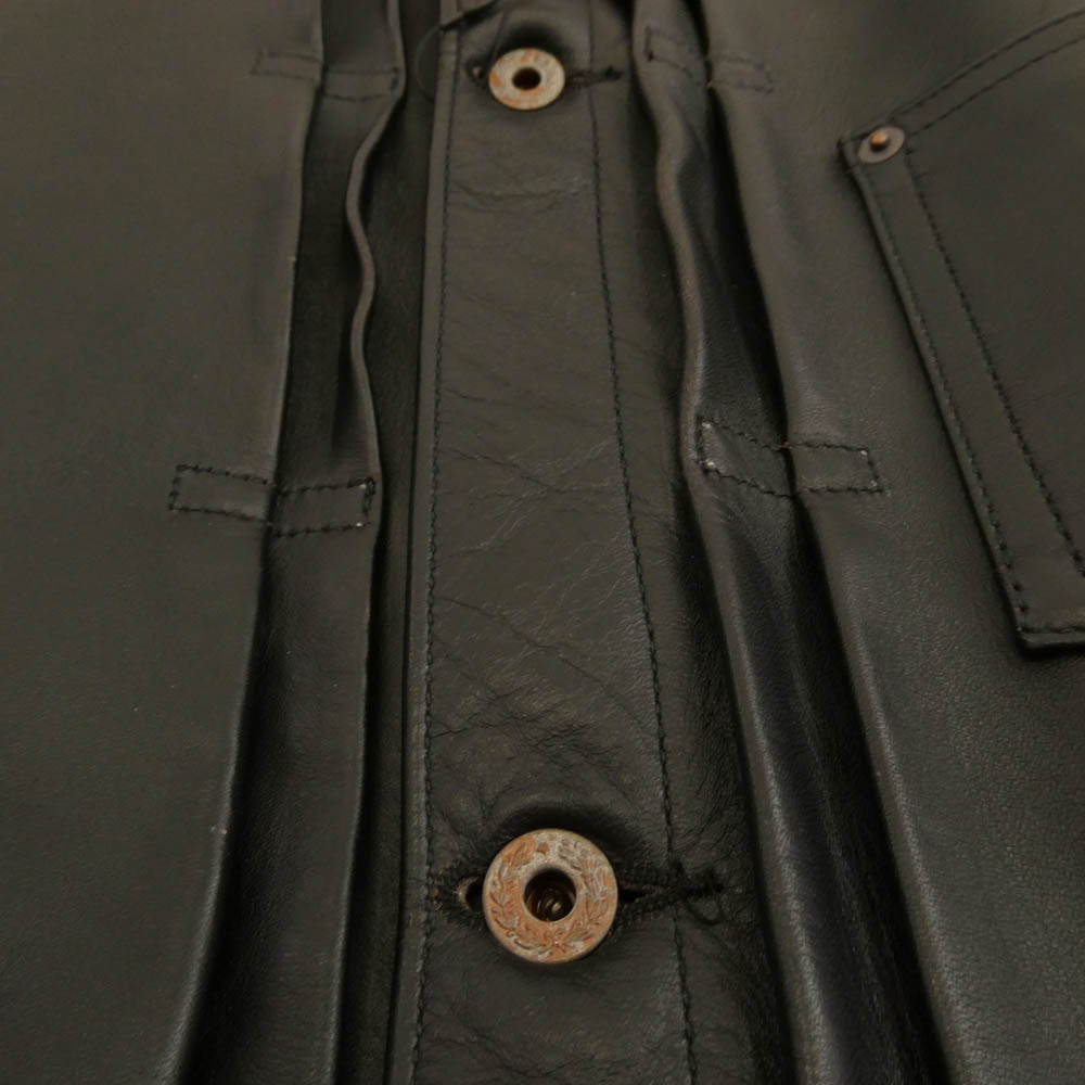 JELADO ジェラード JP94409 44Leather Jacket Horse hide Semi aniline Finish 茶芯 ホースハイド 月桂樹ボタン青サビ加工 レザー ジャケット ブラック系 XL【新古品】【未使用】【中古】