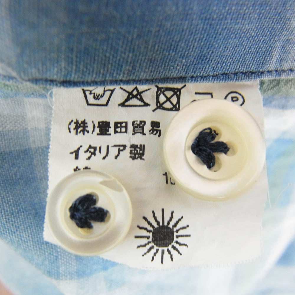 GIANNETTO ジャンネット コットン ホリゾンタルカラー チェック 長袖シャツ ブルー系 14 1/2【中古】