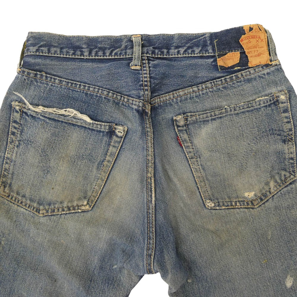 Levi's リーバイス 60s 501XX ギャラ無し センターオフセット ボタン裏刻印L Vステッチ デニム パンツ インディゴブルー系 W29inch程度【中古】