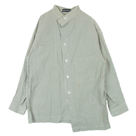 ISSEY MIYAKE イッセイミヤケ ME11-FJ010 バンドカラー 胸ポケット ストライプ コットン 長袖 シャツ ブラウン系 ホワイト系 S【中古】