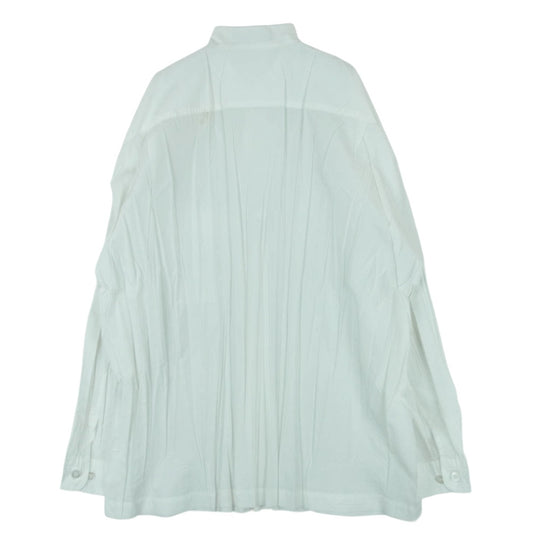 ISSEY MIYAKE イッセイミヤケ ME51-FJ203 バンドカラー プリーツ加工 シワ加工 長袖 シャツ ホワイト系 S【中古】