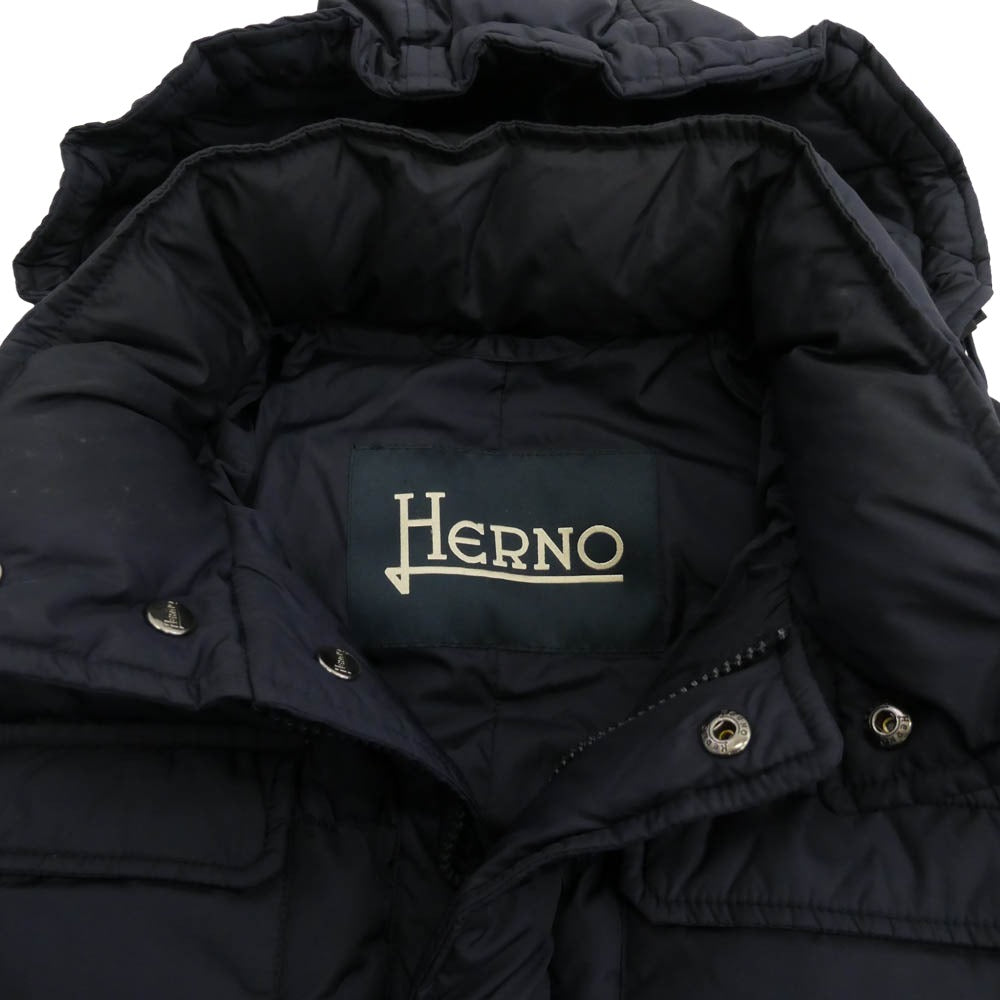 Herno ヘルノ PI0123U12004 POLAR-TECH フーデッド ダウンジャケット ネイビー系 44【中古】