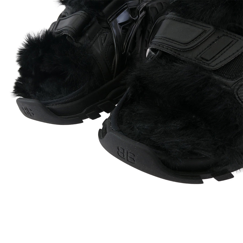BALENCIAGA バレンシアガ 668561 Track Sandal Eco Fur エコ ファー トラック サンダル ブラック系 28.5cm【中古】