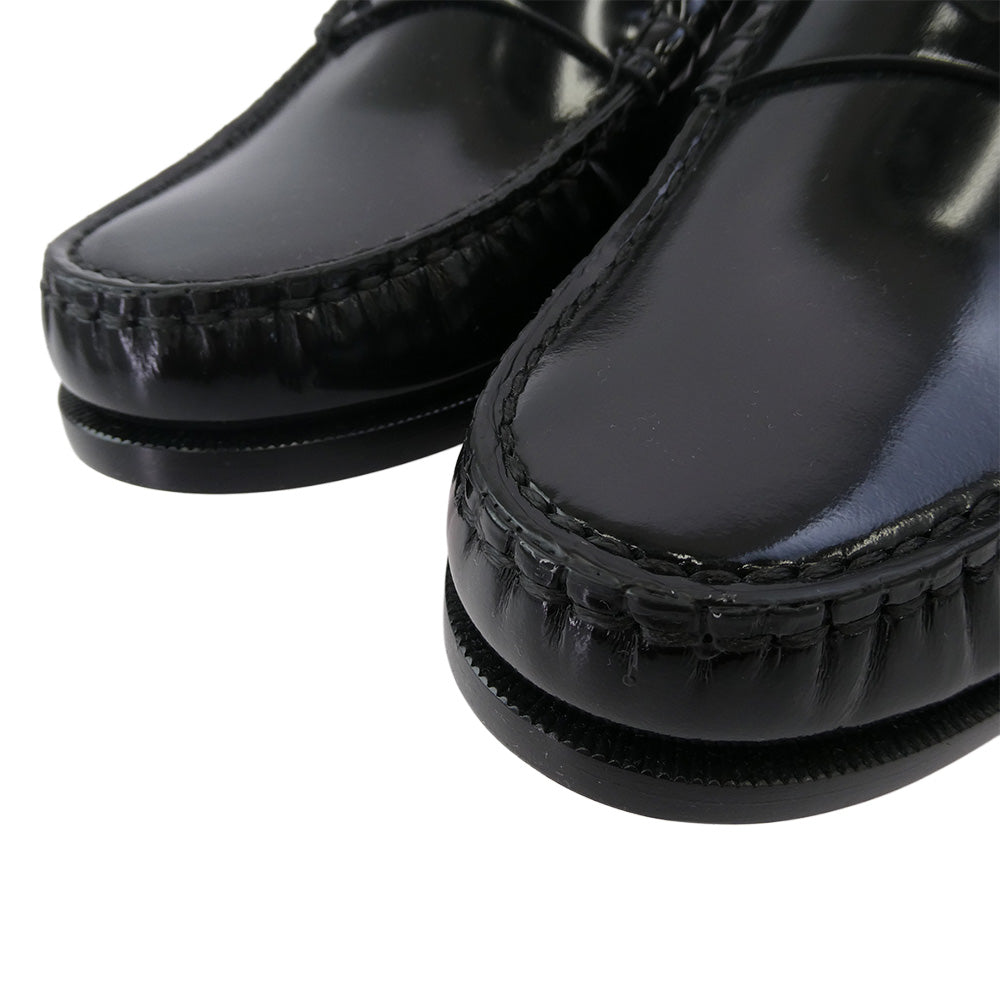 SAINT LAURENT サンローラン 703741 ロゴプレート レザー シューズ ペニーローファー ブラック系 44【極上美品】【中古】