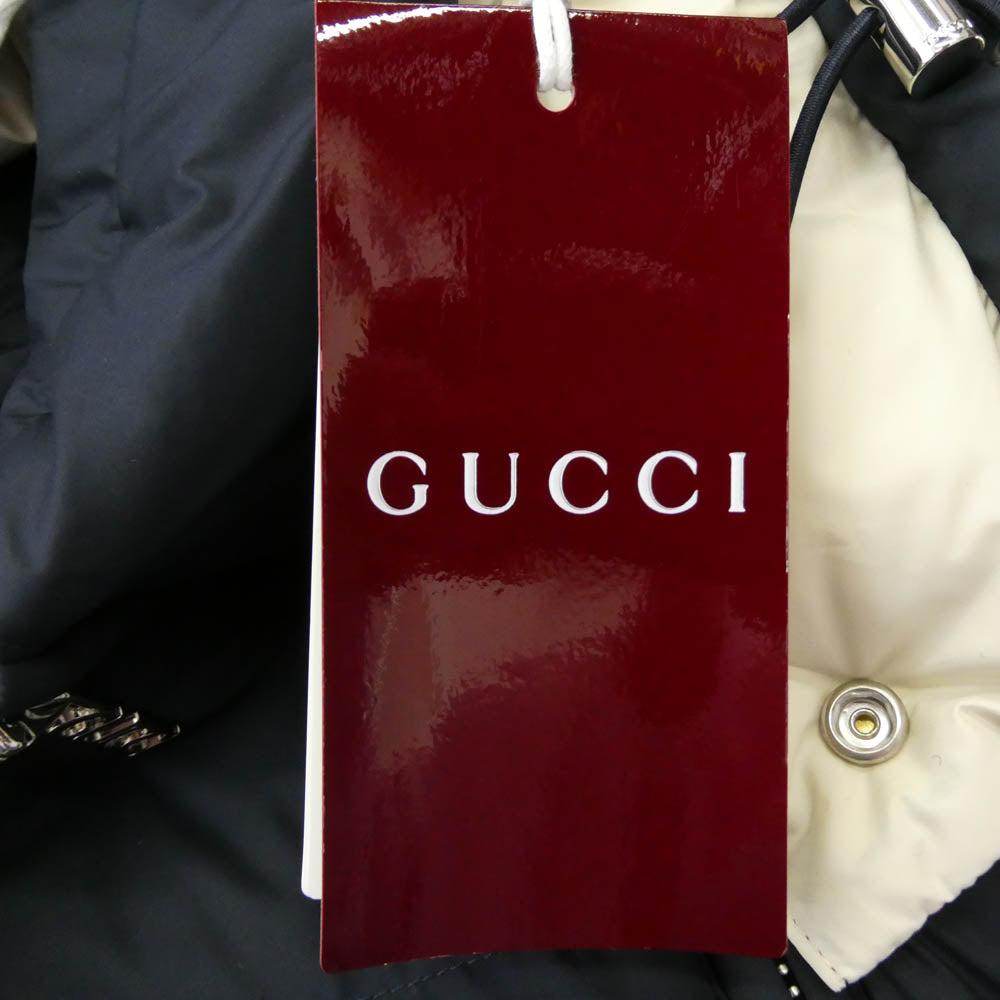 GUCCI グッチ 794822 Z8BTA LOGO HOODED DOWN JACKETS ロゴ フーデッド ダウン ジャケット ネイビー系【極上美品】【中古】