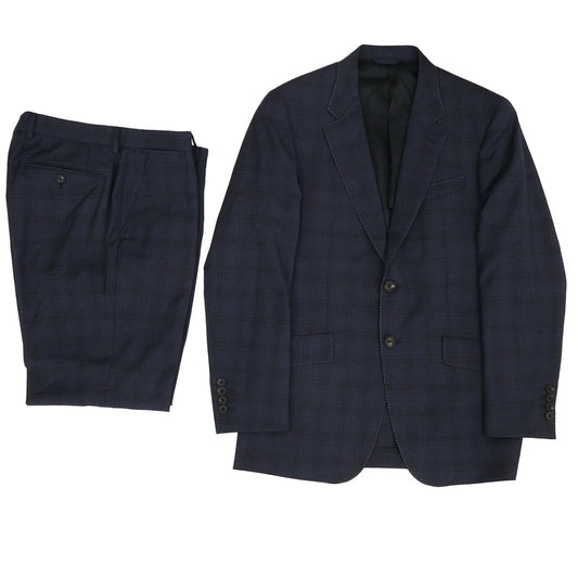 Paul Smith ポール・スミス PN-ST-85123 REDA 1865 ウール チェック 2B テーラード ジャケット セットアップ ネイビー系 L【中古】