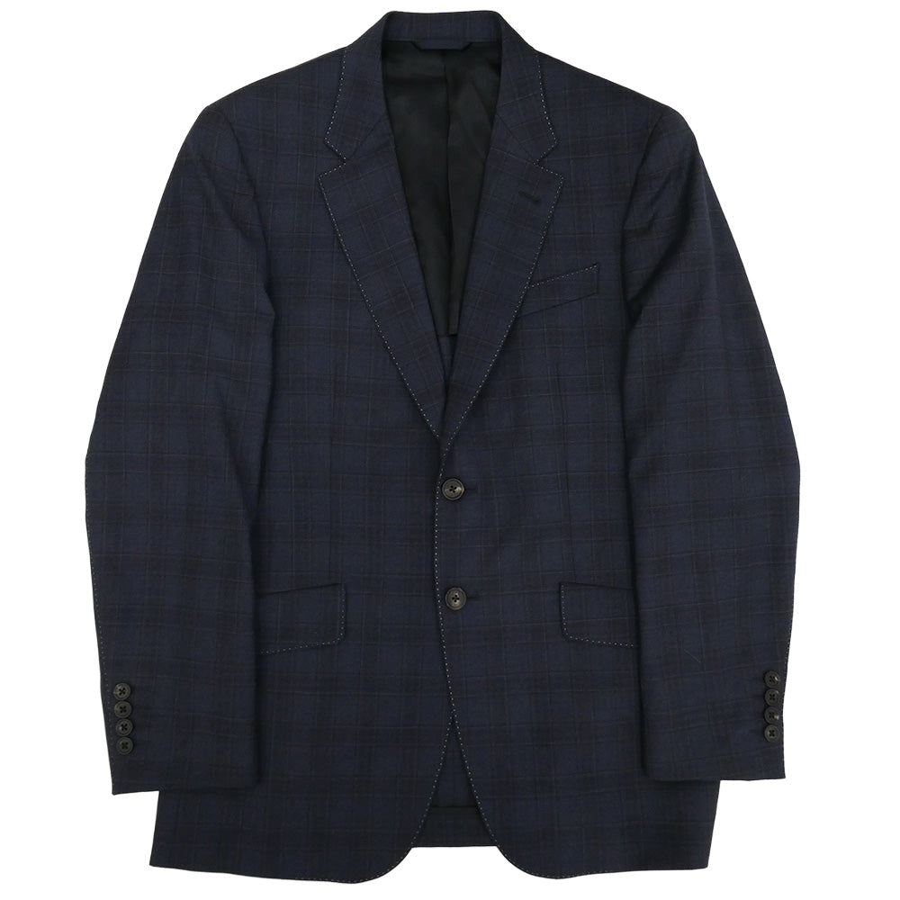 Paul Smith ポール・スミス PN-ST-85123 REDA 1865 ウール チェック 2B テーラード ジャケット セットアップ ネイビー系 L【中古】