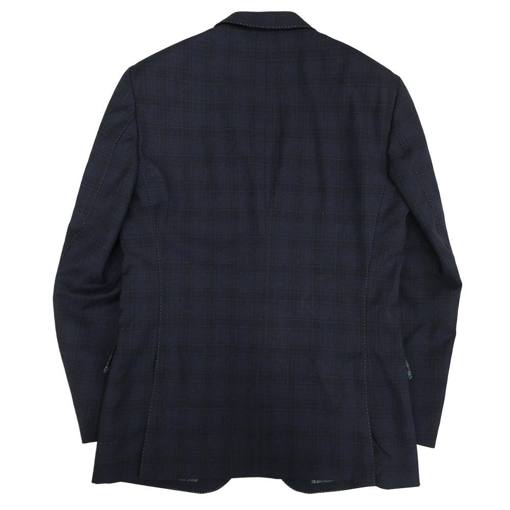 Paul Smith ポール・スミス PN-ST-85123 REDA 1865 ウール チェック 2B テーラード ジャケット セットアップ ネイビー系 L【中古】
