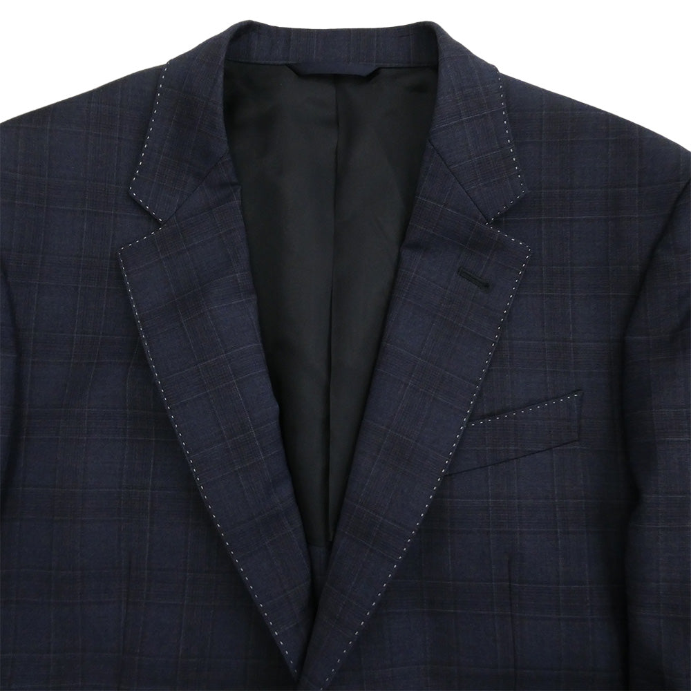 Paul Smith ポール・スミス PN-ST-85123 REDA 1865 ウール チェック 2B テーラード ジャケット セットアップ ネイビー系 L【中古】