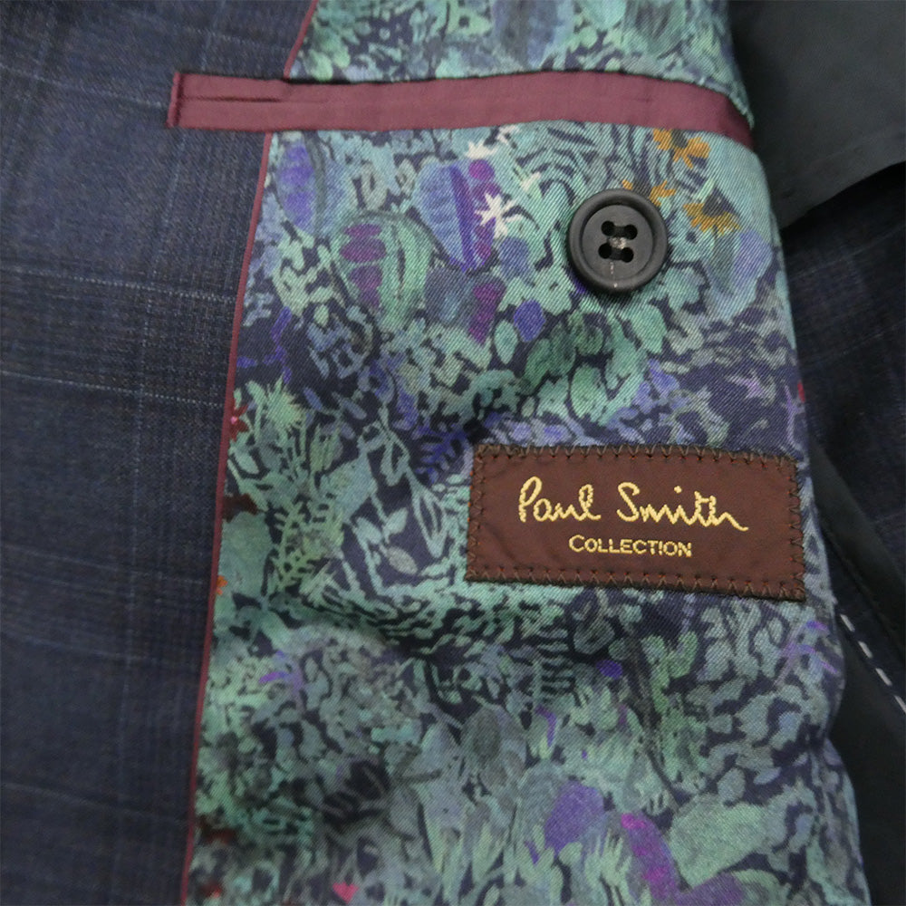 Paul Smith ポール・スミス PN-ST-85123 REDA 1865 ウール チェック 2B テーラード ジャケット セットアップ ネイビー系 L【中古】