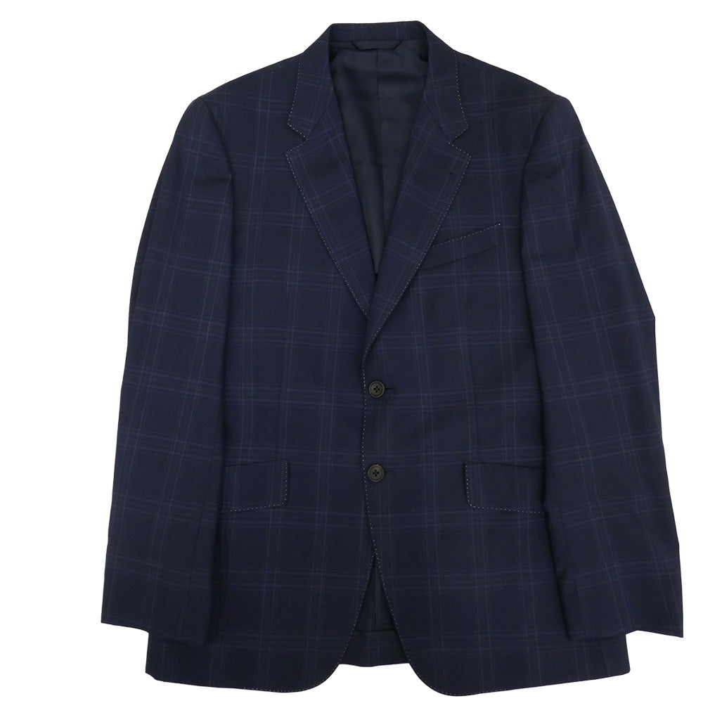 Paul Smith ポール・スミス PC-ST-52207 ViTALE BARBERIS ヴィタル・バルベリス ウール チェック 2B テーラード ジャケット セットアップ ブルー系 L【中古】