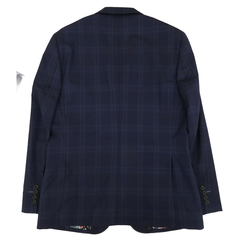 Paul Smith ポール・スミス PC-ST-52207 ViTALE BARBERIS ヴィタル・バルベリス ウール チェック 2B テーラード ジャケット セットアップ ブルー系 L【中古】