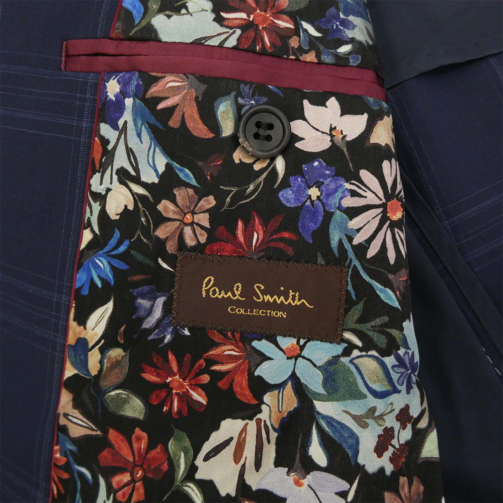 Paul Smith ポール・スミス PC-ST-52207 ViTALE BARBERIS ヴィタル・バルベリス ウール チェック 2B テーラード ジャケット セットアップ ブルー系 L【中古】
